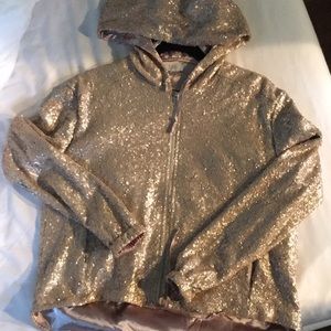 TOBI sequin zip up hoodie cut-out in back